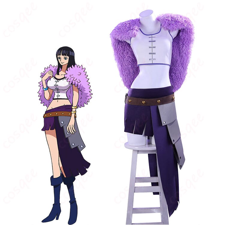 ONE PIECE ニコ・ロビン エルバフ編コスプレの着用例。知的で大人っぽい雰囲気を高品質仕立てで再現したCOSQEE衣装。