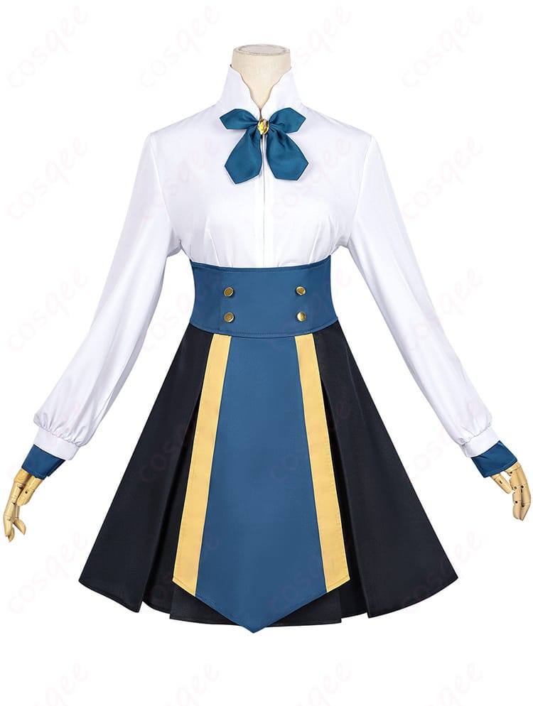 ジェニエ・コース衣装のシャツとスカートのセット全体。重ね着時のバランスと清楚感を表現。