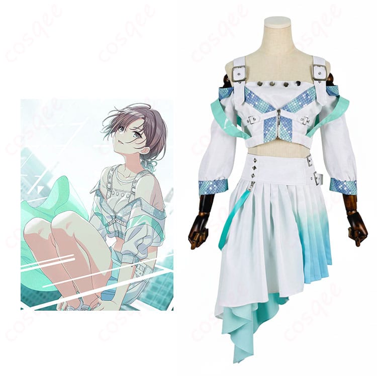 浅倉 透『つづく、』コスプレ衣装のモデル着用全身。学園制服風のシルエットと配色が分かるイメージ。