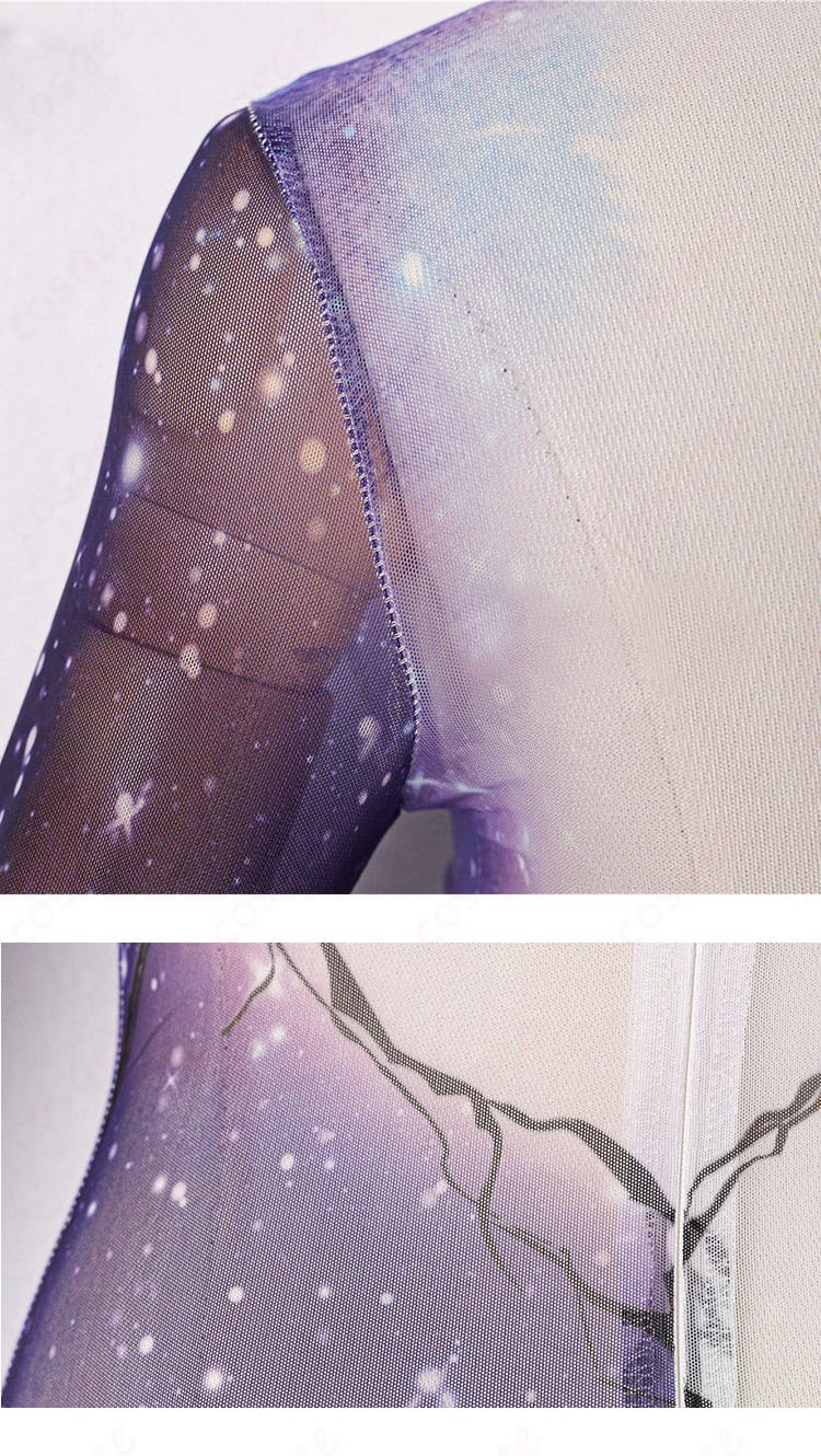 着用ポージング例・サイド。体のラインとレオタードのカッティングが映える角度