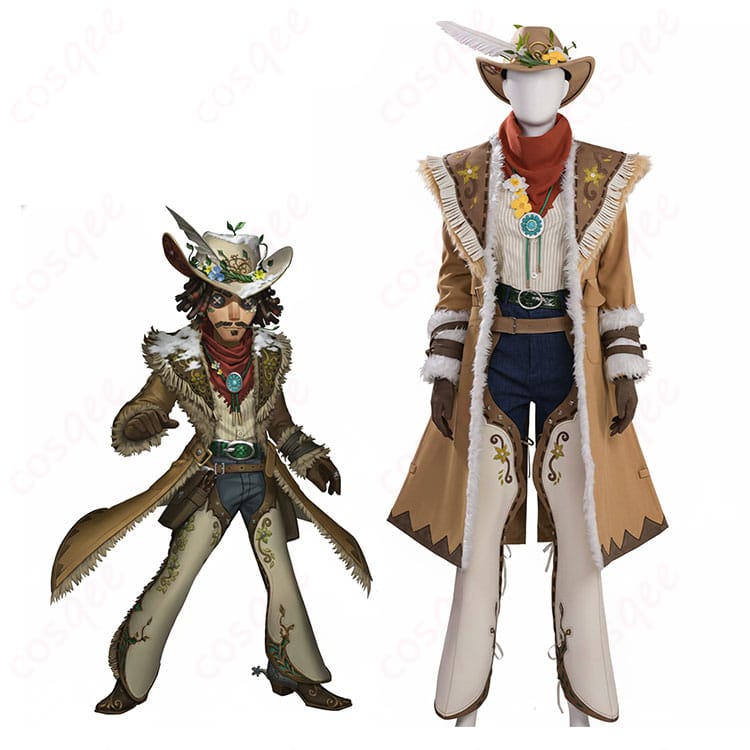 第五人格 カウボーイ（カヴィン・アユソ）『春の便り』コスプレ衣装の着用イメージ。コートと小物の全体バランスが分かる人物写真。