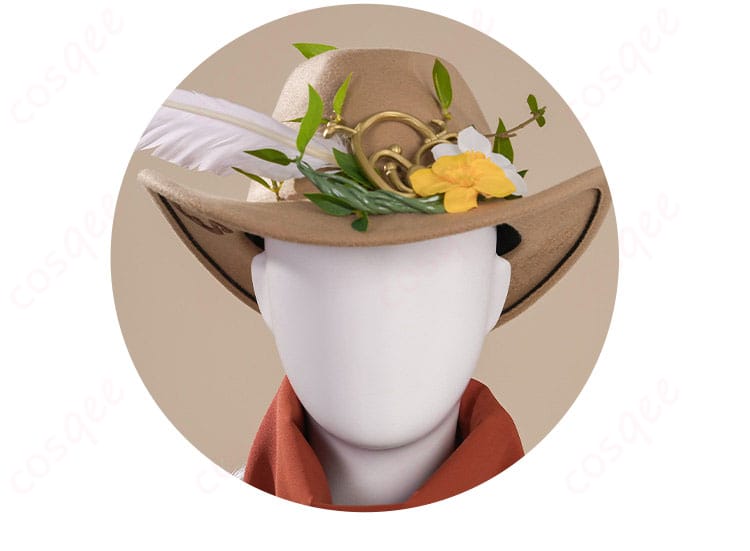 第五人格 カウボーイ『春の便り』の帽子装飾ディテール。縁の形状と飾りの質感を接写で表現。