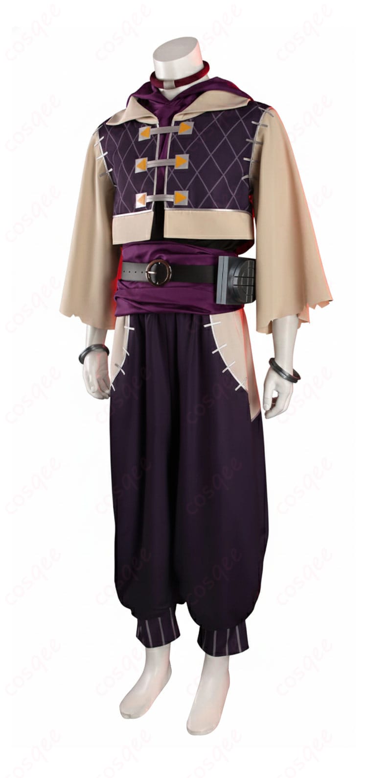 ガチアクタ ジャバー・ウォンガー コスプレ衣装の側面。コートと腰布のレイヤードが動きに合わせて映えるデザイン。