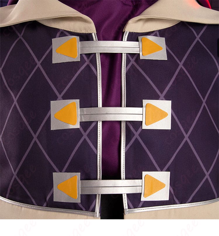 ガチアクタ ジャバー・ウォンガー コスプレ衣装の前立て装飾ディテール。整ったラインで着脱もスムーズ。