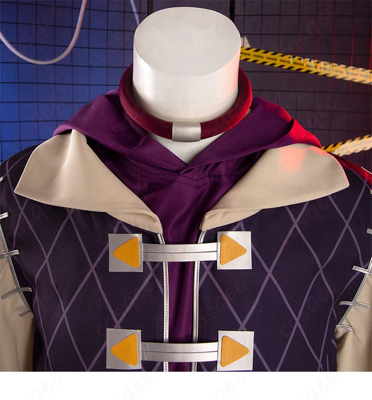 ガチアクタ ジャバー・ウォンガー コスプレ衣装の襟元・チョーカー周りの装飾ディテール。縫製の丁寧さが見えるアップ。