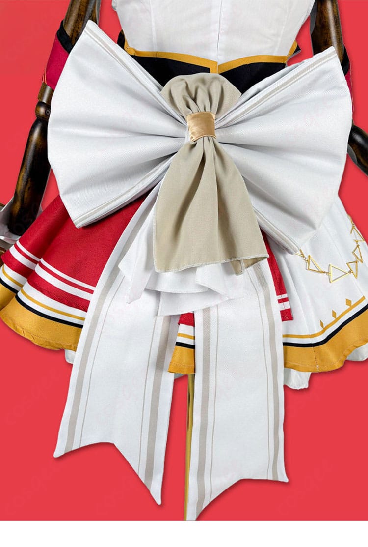 ホロライブ 百鬼あやめ アイドル衣装のウエスト装飾ディテール。腰回りのリボンと装飾の配置。