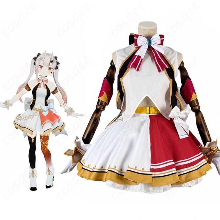 ホロライブ 百鬼あやめ アイドル衣装のモデル着用フルコーデ全身イメージ。軽やかなスカートと大きなリボンが映える。