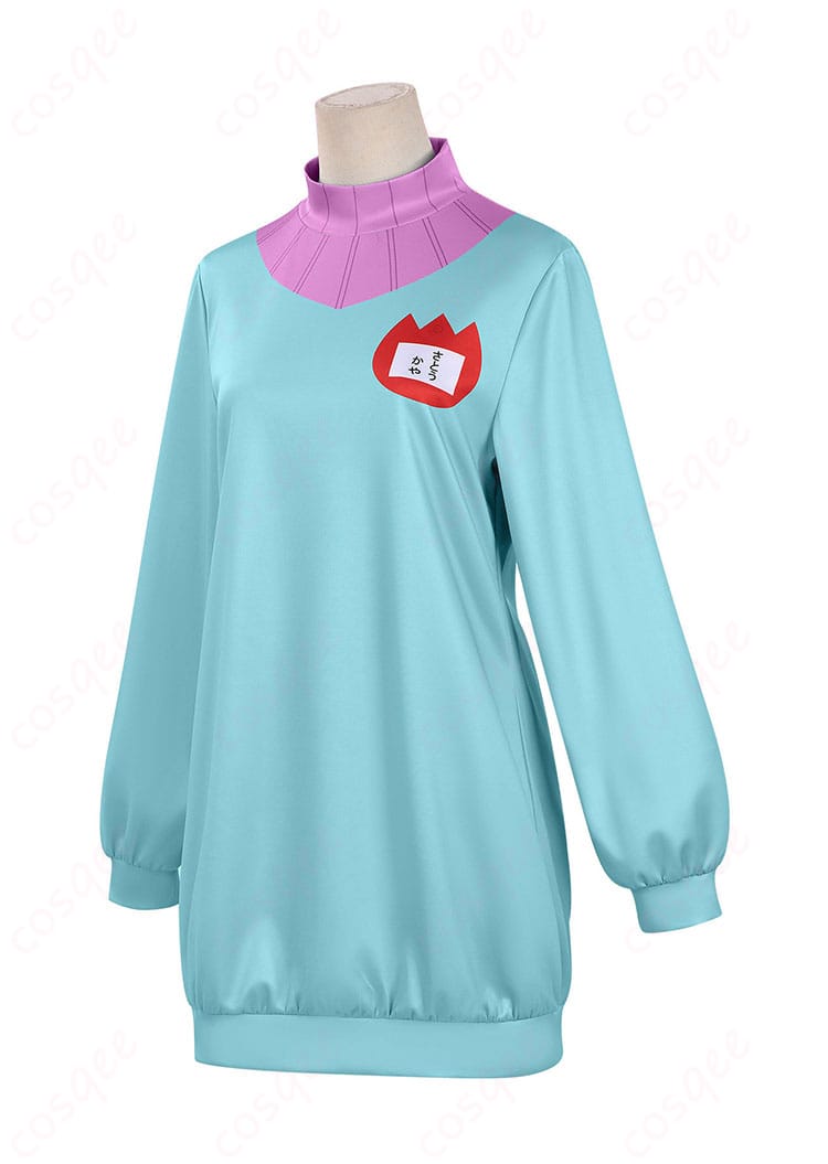 カヤのブルーパーカー衣装 右側面ディテール（袖と身頃のライン）