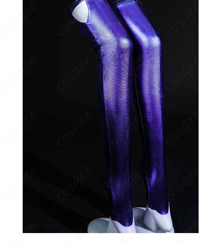 ニュージャージー衣装のレッグカバー・ストッキング周りの質感と留め構造