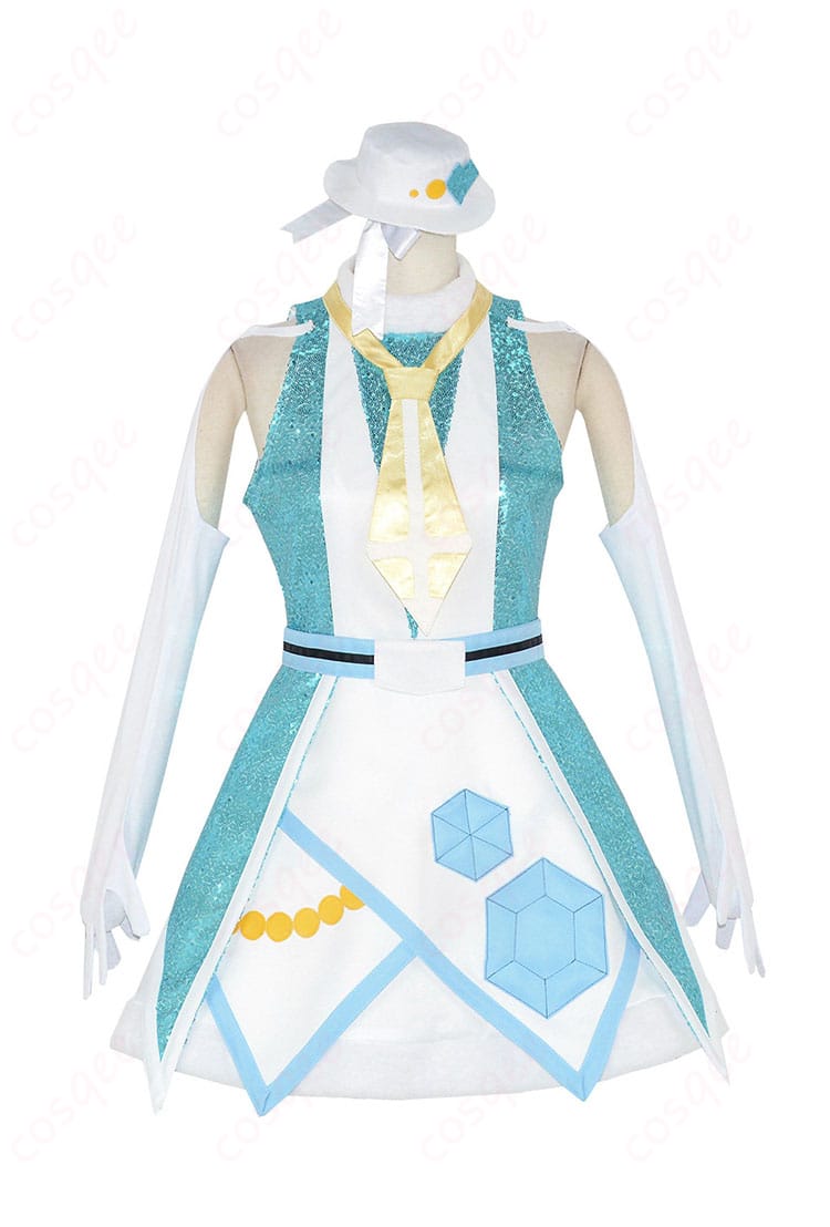 マネキン展示の正面カット。ワンピースのライン、ネクタイとベルト位置、胸元の装飾が見やすい津島善子デビル衣装