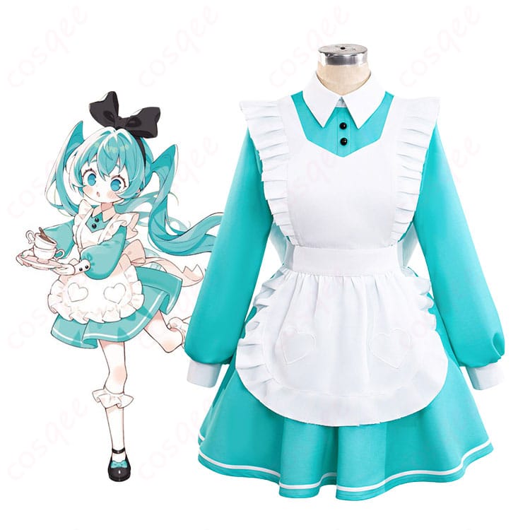 初音ミク 不思議の国ver. メイド衣装を着用したモデル全身とディテール