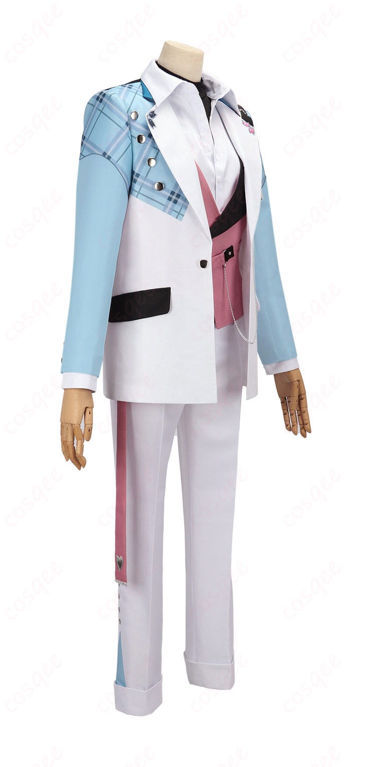 皇れお デフォルト衣装の側面。コートの落ち感とベルト位置、パンツのシルエットを確認できるサイドビュー。