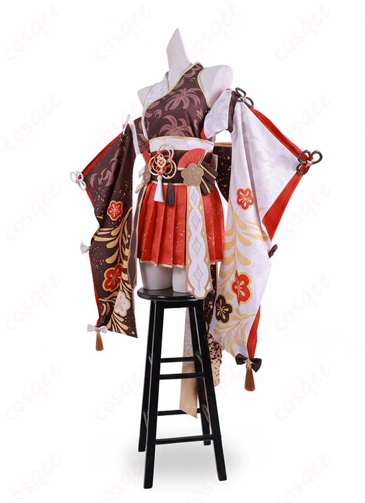 百鬼あやめ 7周年記念衣装の左側面シルエットと袖の流れ