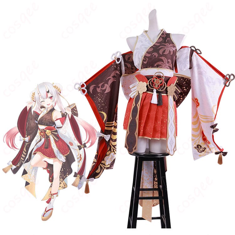 百鬼あやめ 7周年記念「天女繚華 花吹雪」衣装を着用したモデルの全身イメージ