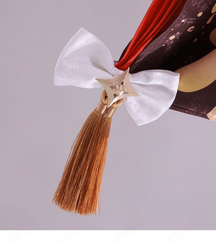 百鬼あやめ衣装の背部蝶結びディテール。立体感のあるリボン