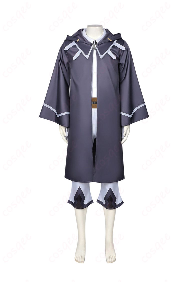 クノン・グリオン衣装の正面全体。マントとシャツ、ベルトの位置関係が分かるスタイリング。