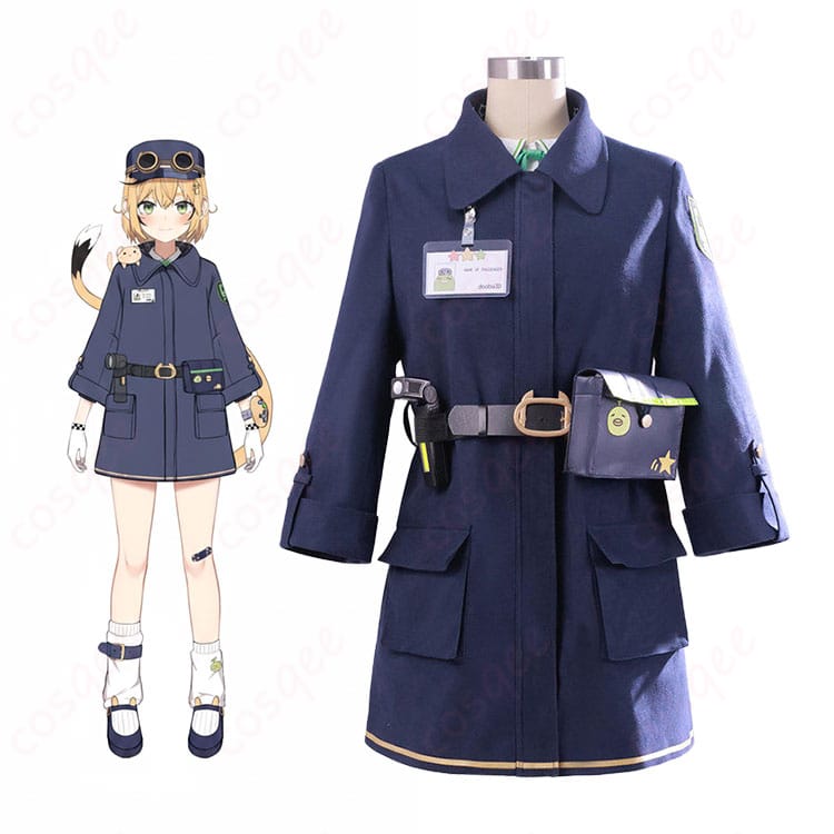 VTuber風トビネズミ鉄道制服コスプレを着用した全身イメージと衣装一式の雰囲気