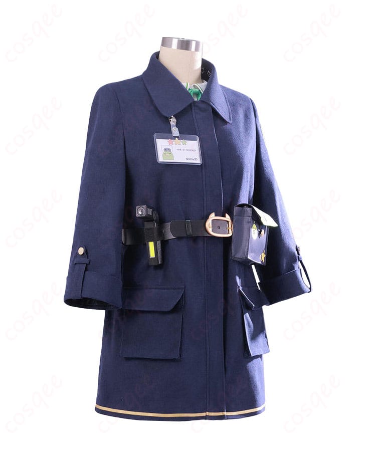 VTuber風トビネズミ鉄道制服コスプレの右側面シルエットと装飾配置