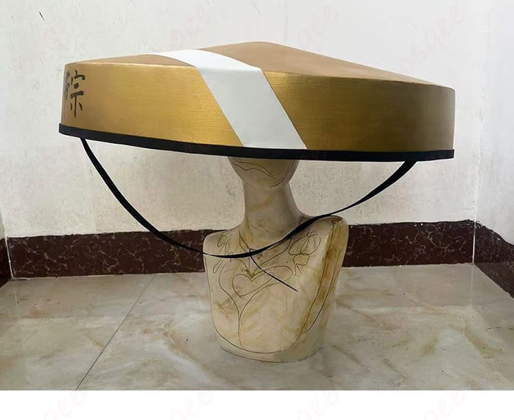 笠の白ストライプ装飾の拡大ディテール