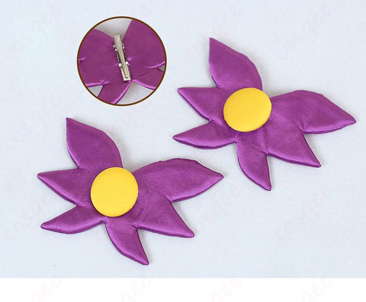 ユカリ衣装のヘアアクセ細部。質感とサイズ感の比較