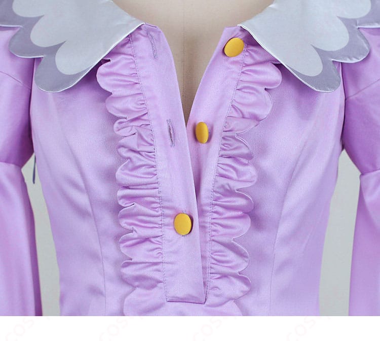 ユカリ衣装の前立て装飾ディテール。ボタン風パーツとステッチ