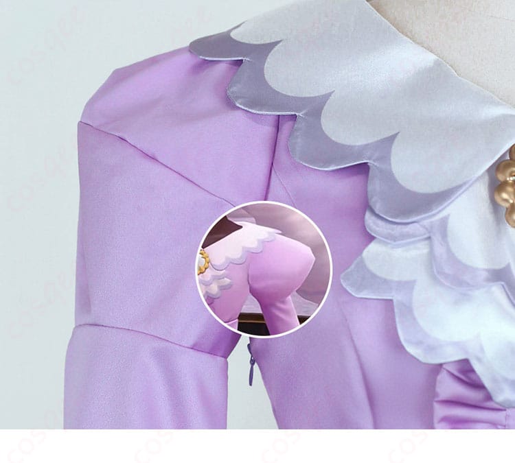 ユカリ衣装の肩・袖装飾ディテール。袖口までの切替と飾り布