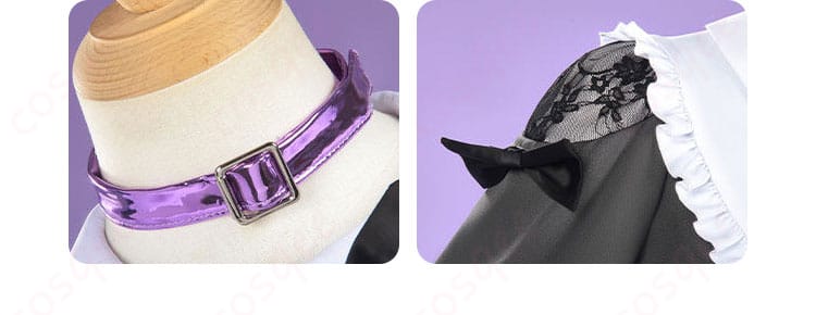 チョーカーと肩回りステッチのディテール