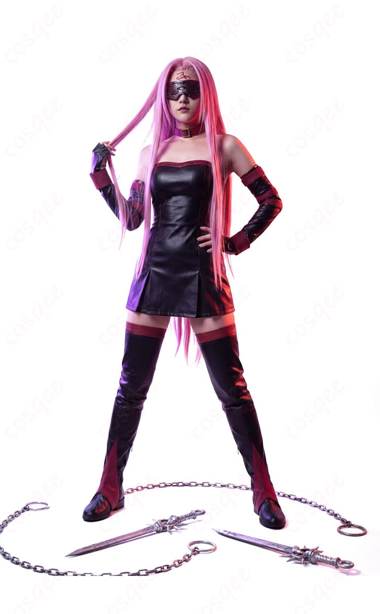 メドゥーサ第一再臨コスプレの正面全体図。高発色PUの質感とシルエットが分かる構図