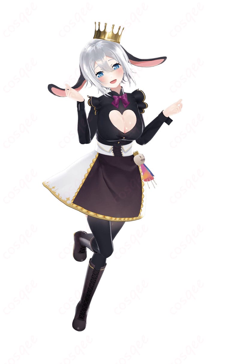 山黒音玄 初期衣装の着用イメージ。全身シルエットと落ち着いた配色が分かる正面ポーズの人物写真