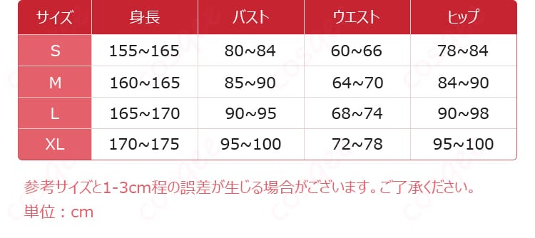 サイズガイド画像。S・M・L・XLの主要寸法の見方と採寸ポイントを示す。
