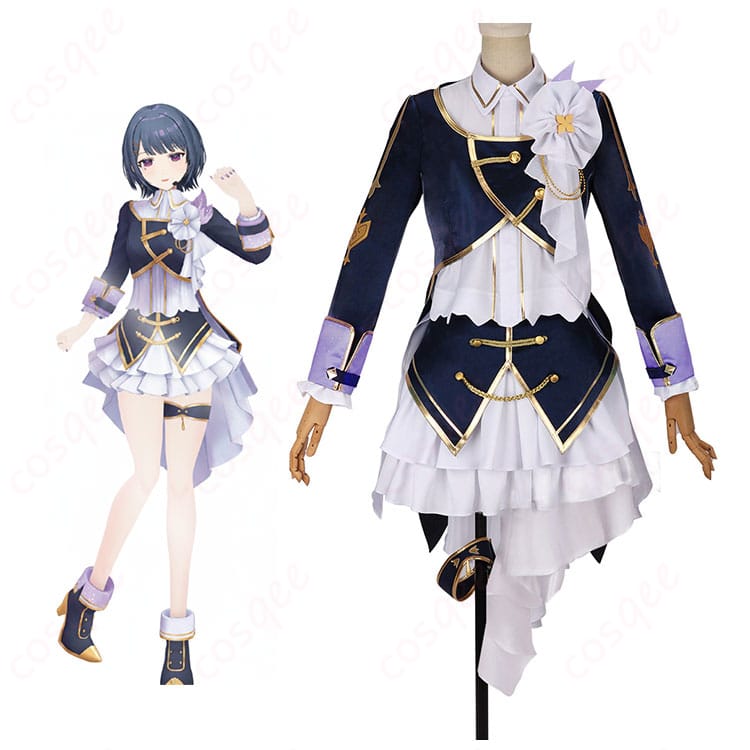 にじさんじ 小清水 透 共通衣装を着用した全身イメージ。学園系コートとスカート、胸飾り・太もも飾りのディテールが分かる人物カット