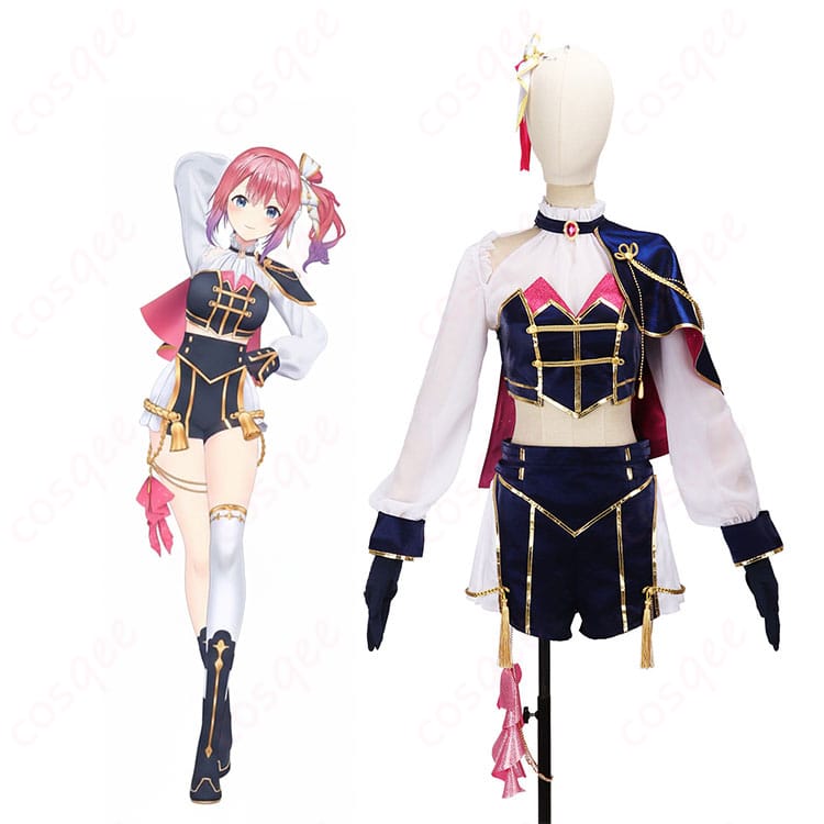 倉持めると Idios共通衣装の比較イメージ。マントとビスチェのレイヤードと配色の違いを確認できる画像