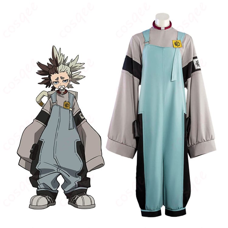 ディア・サンタの着用全身画像。サロペットとトップス、レッグポーチ、リュックを合わせたフルセットのコーディネート。