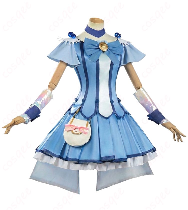 キュアビューティ戦闘服の側面シルエットと装飾配置