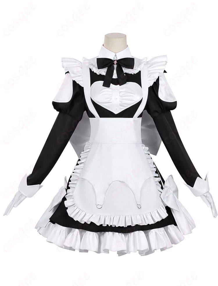 桃乃 メイド衣装の正面全体図。ハリのあるスカートフレアと清楚な配色を確認