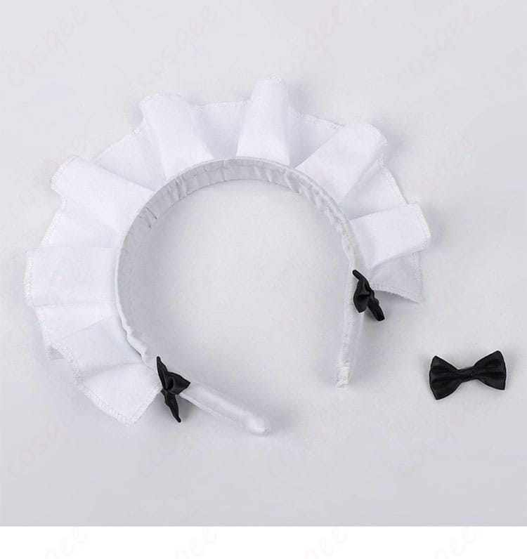 桃乃 メイド衣装のカチューシャ(ヘアアクセ)ディテール。レースとボウの質感