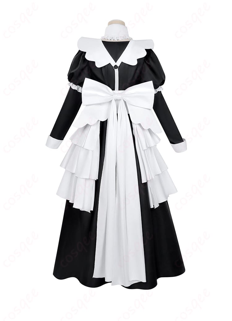 COSQEE メイド服の背面全体。大きな背部リボンと開閉部の配置が分かる