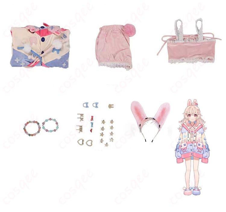 セット内容(コート・インナー・ショートパンツ・カチューシャ・髪飾り・足首飾り)のレイアウト画像