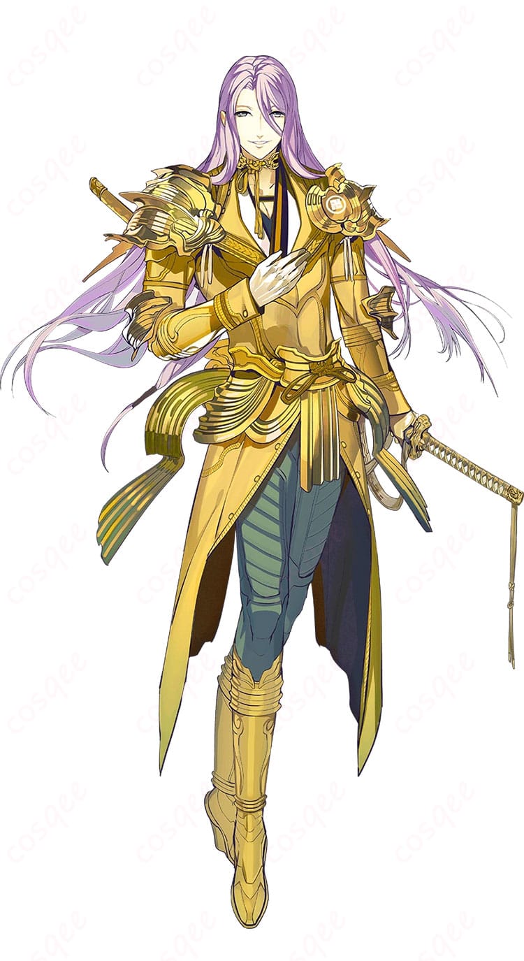 刀剣乱舞ONLINE 蜂須賀虎徹のコスプレ衣装を着用したモデルの正面全身。アーマー装飾とハリのあるシルエットが分かるカット