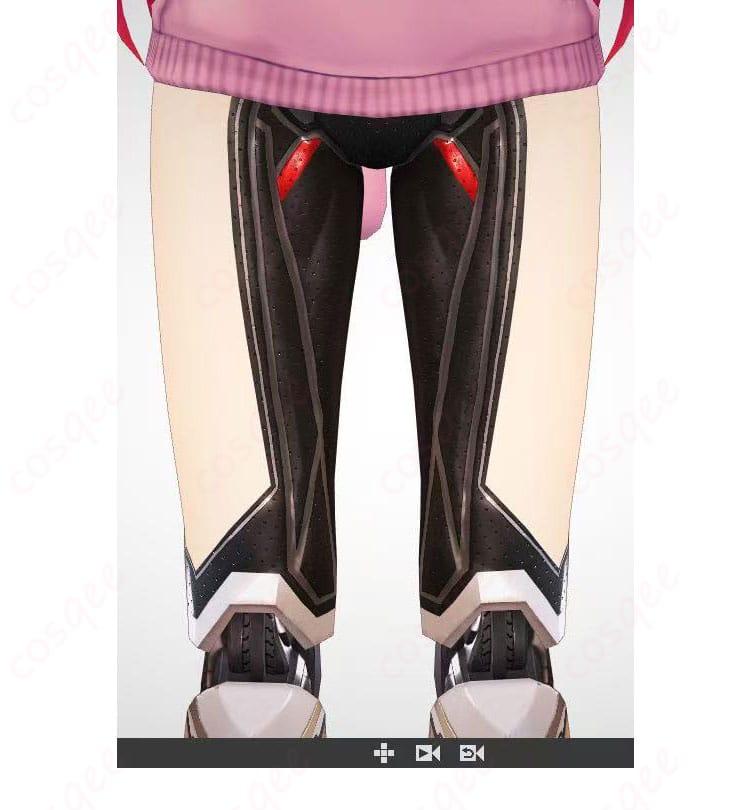 ロボ子さん モデルV3 脚部装飾の正面ディテール(ハリ感あるパネルとライン)