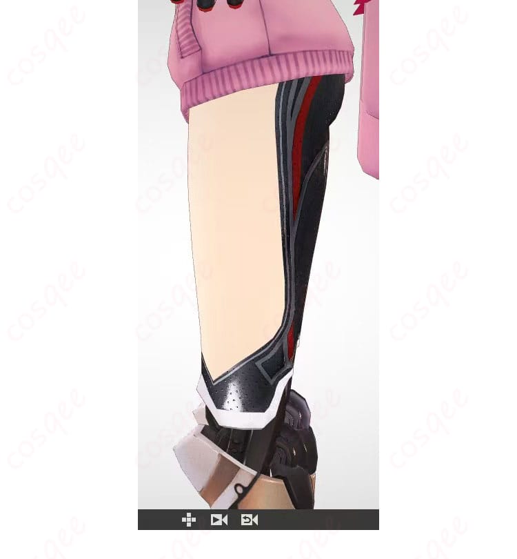 ロボ子さん モデルV3 脚部装飾の右側ディテール(立体パーツとカラーアクセント)