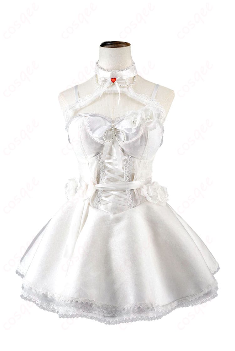 アリス メルヘンドリーム衣装の正面全体。ジャガードとチュールの重なり、胸飾りのディテールが分かる構図。