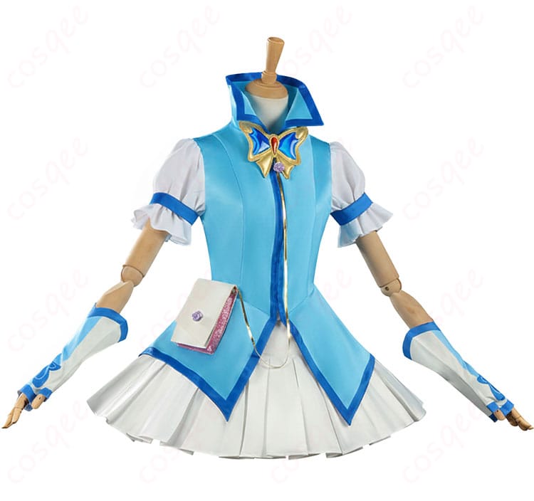 キュアアクア コスプレ衣装の側面画像(フレアラインと腰飾りのボリューム)