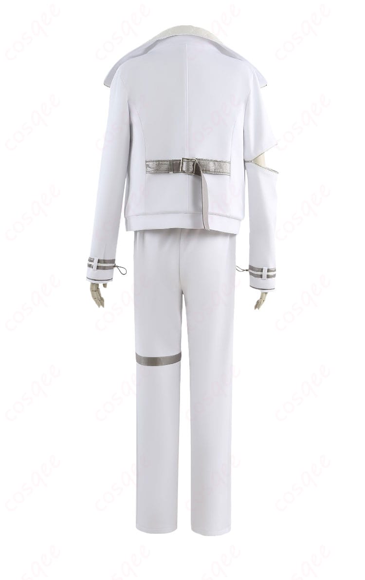 青柳冬弥 コスプレ衣装の背面全体。ジャケット背面の切り替えとベンツの収まりが分かる