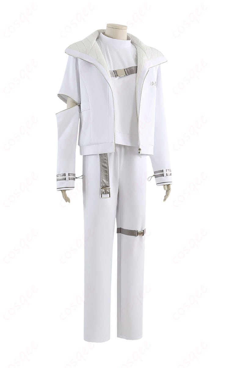 青柳冬弥 コスプレ衣装の右側面。袖とパンツのライン、腰飾りの位置関係を確認できる