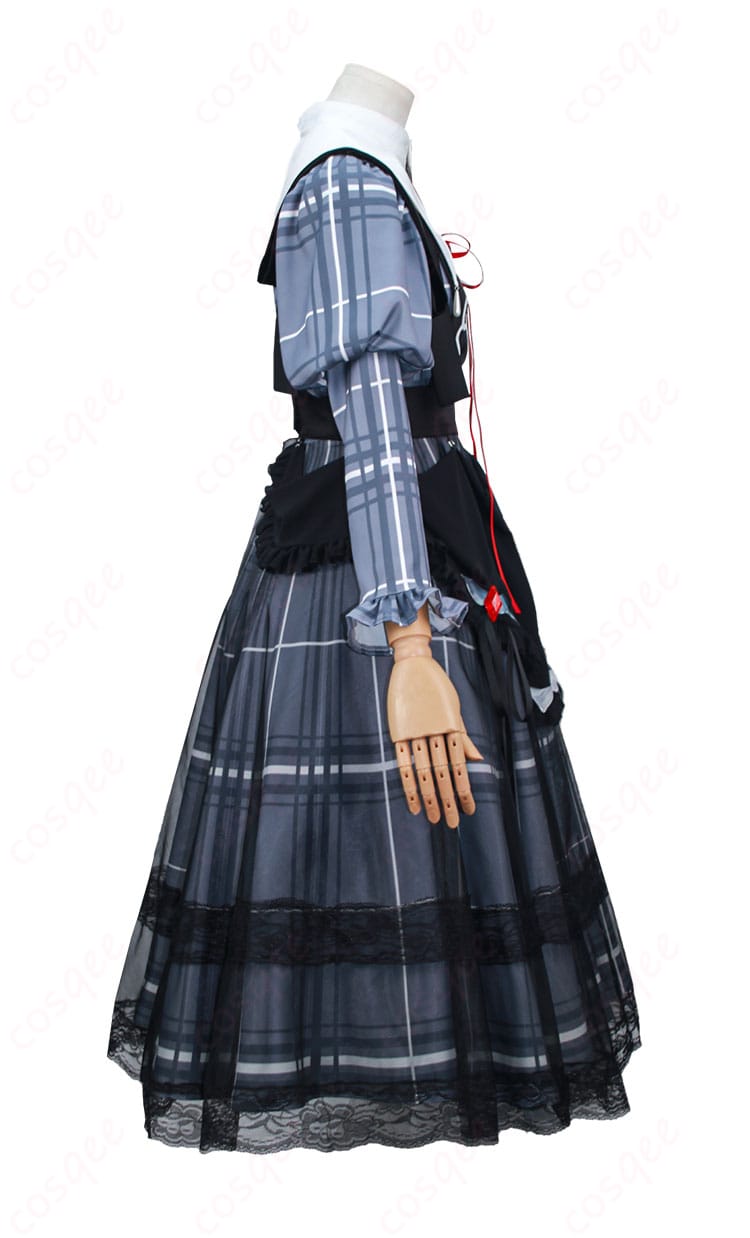 無期迷途 ルミナ 温泉旅館制服コスプレの右袖ディテール。袖口の形状と縫製の補強、落ち着いた発色を拡大で示す。