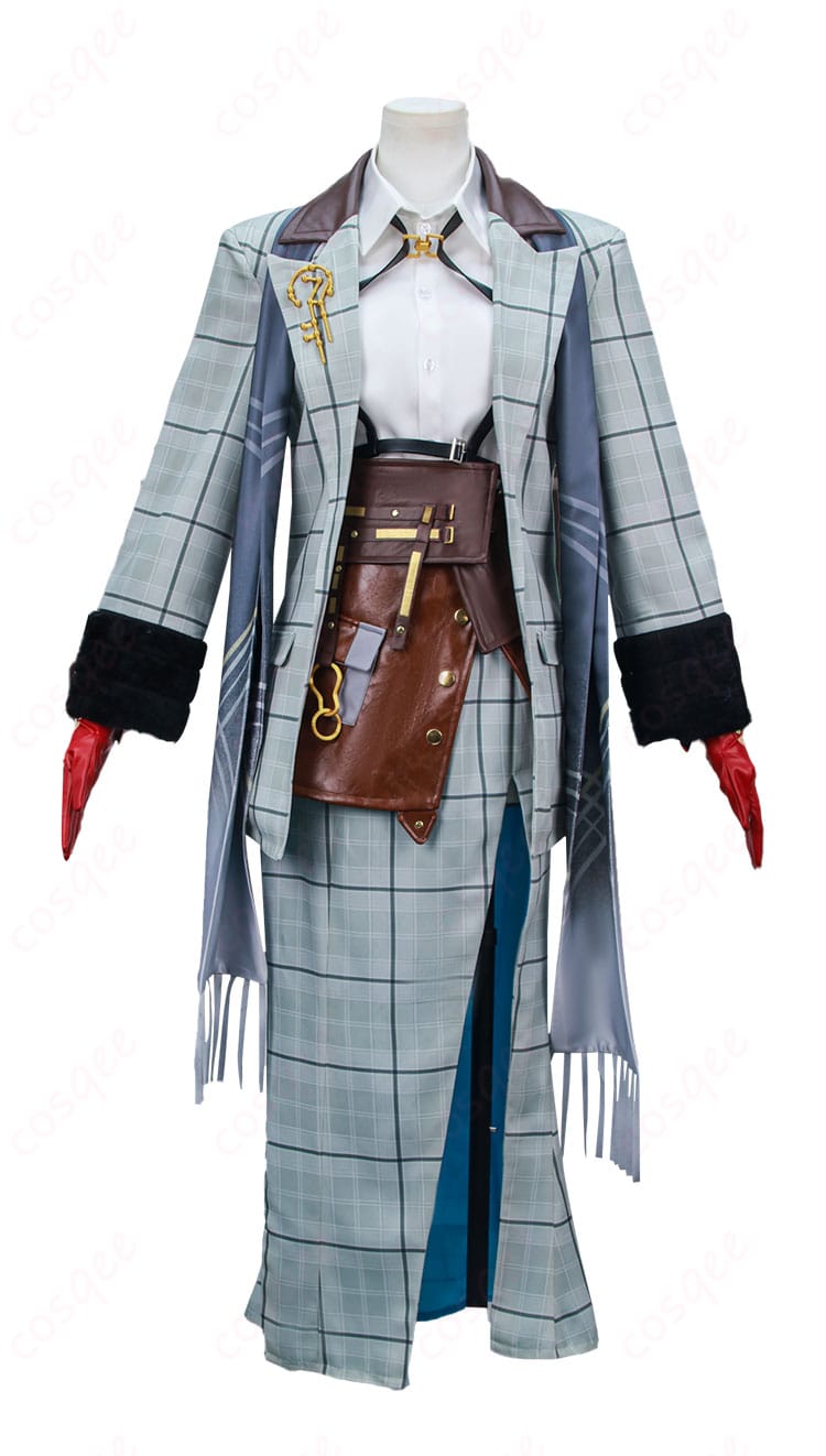 ヒルダ 旧時代の学者 コスプレ衣装の正面全体。コートのハリ感と落ち着いた色味、カマーバンドの配置が分かる。