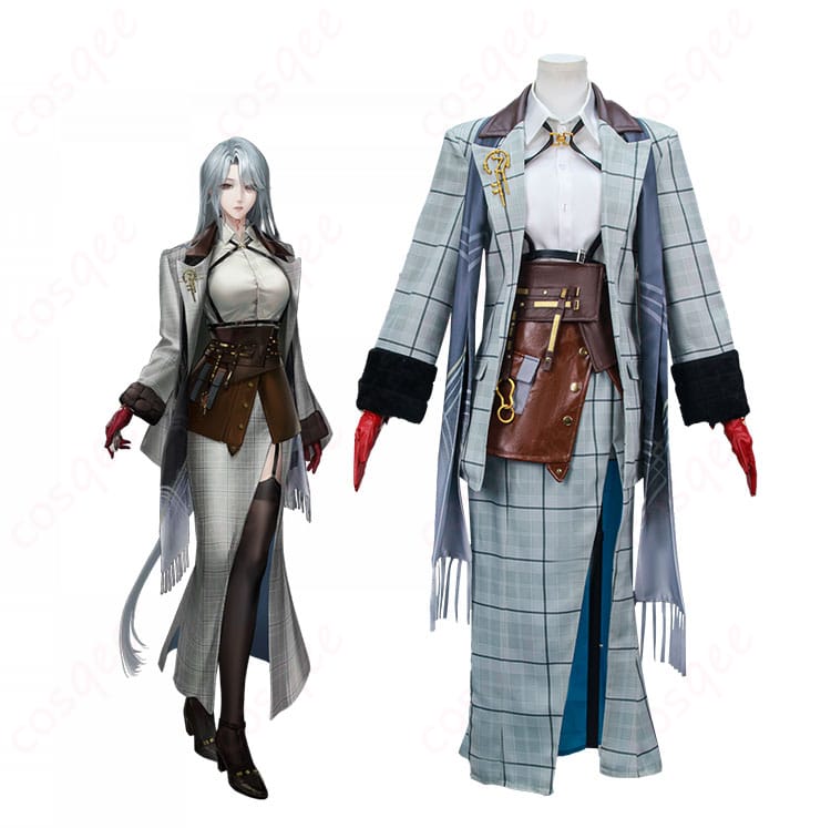 ヒルダ 旧時代の学者 コスプレを着用した全身イメージ。ロングコートとマフラーの上品な佇まいが伝わる人物写真。