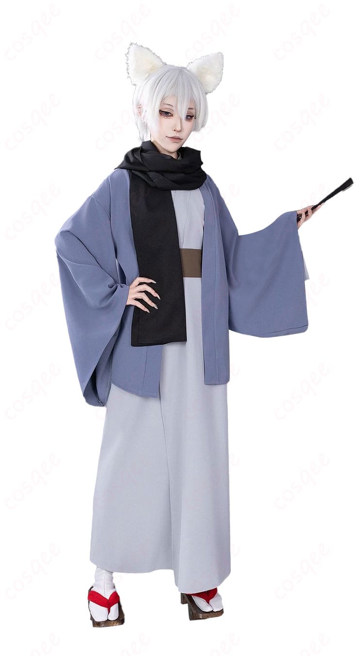 神様はじめました 巴衛 和装コスプレ 豪華版フルセット(着物・羽織・帯・マフラー・靴下・狐耳・尻尾)-2 セット外観
