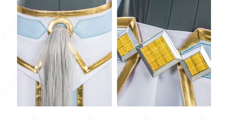 腰飾りと尻尾風アクセサリーのディテール。可動性と質感を示すカット。